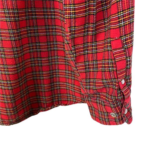 Men's L HABAND Casual Joe Plaid Snap Front Shirt Size Large Red - Picture 4 of 5
